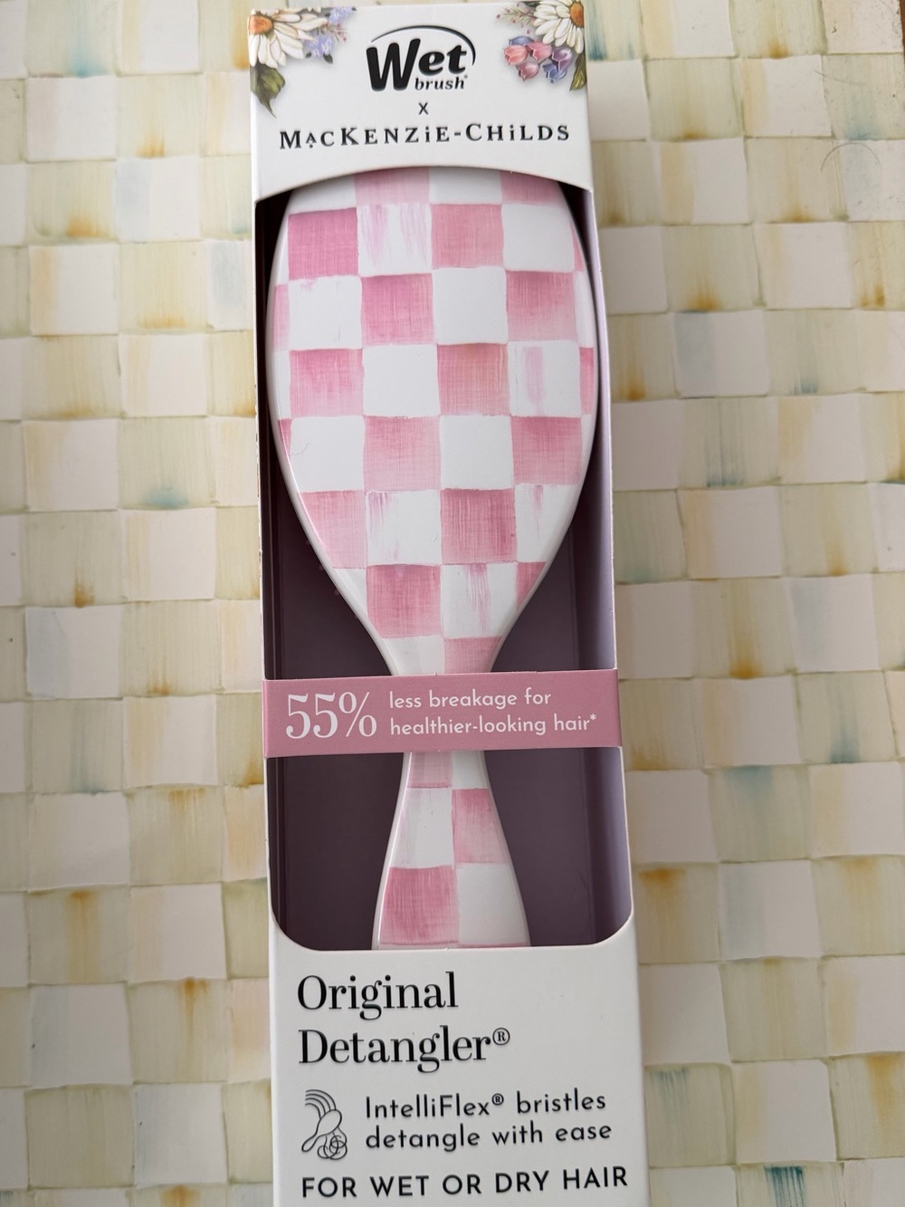 Wet Brush x MacKenzie-Childs Pink Rose Check Original Detangler